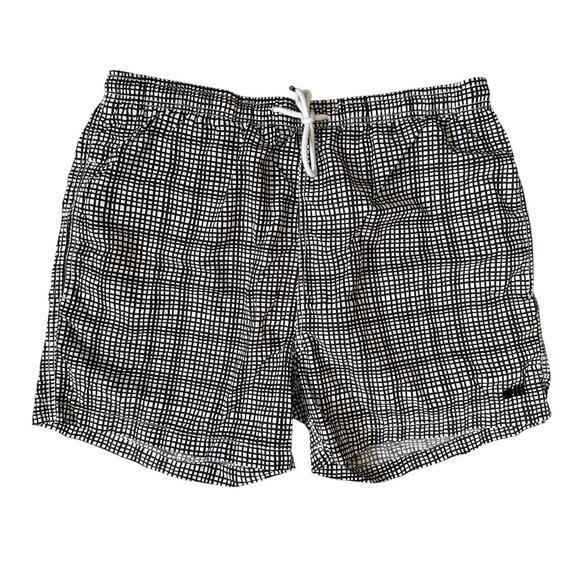 Solid & Striped Men's Swim Trunks in Black & White Grid Print Size Large - Picture 1 of 4